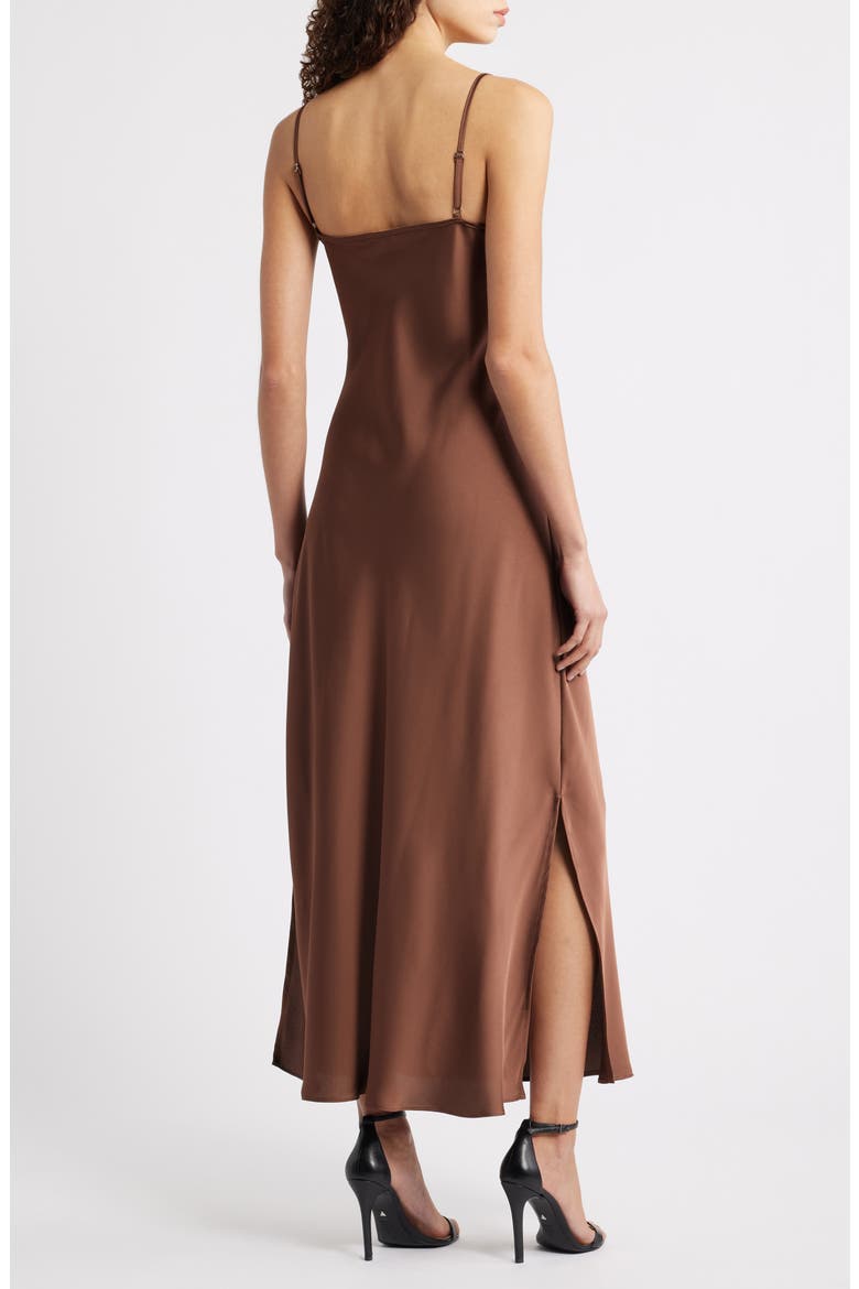 Turtleneck Sweater & Satin Slipdress Set, Alternate, color, COCOA BROWN