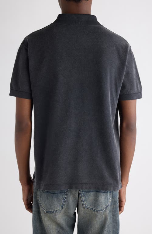 Balenciaga Cotton Piquet Polo Shirt With Lion Embroidery In Gray
