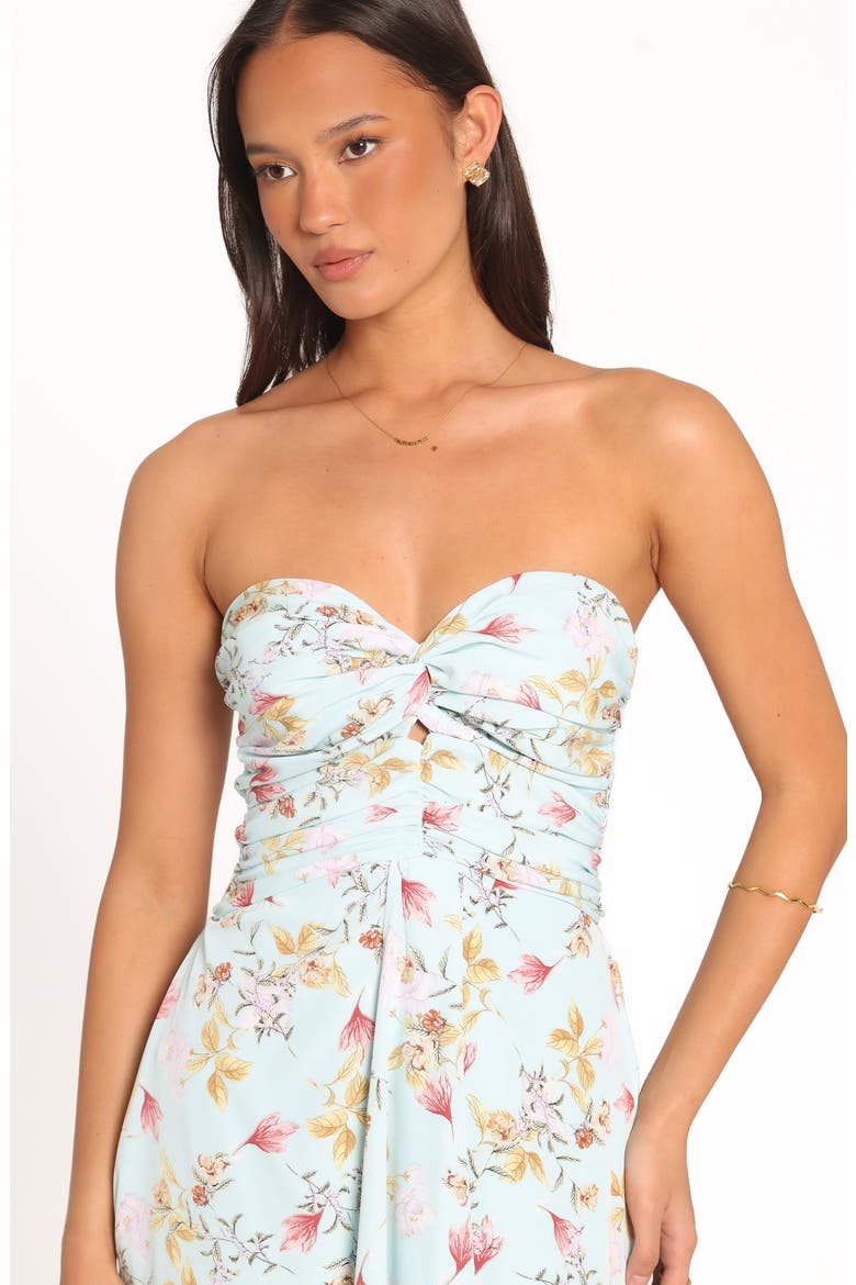 Marta Strapless Floral Midi Dress, Alternate, color, BLUE FLORAL