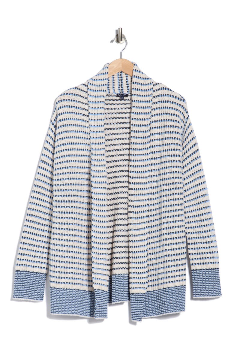 Stripe Open Front Cardigan, Alternate, color, NAVY BLUE/ MOONSTONE GREY