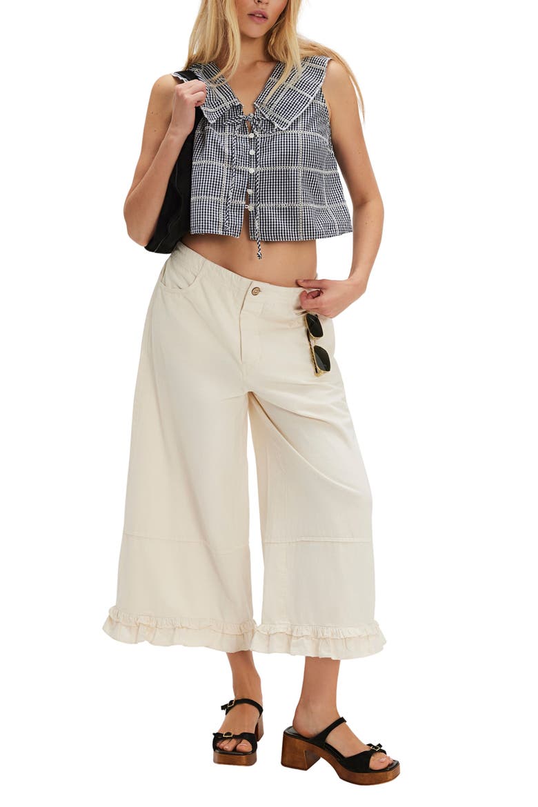Waiting For Me Crop Cotton Button-Up Top, Alternate, color, NAVY COMBO
