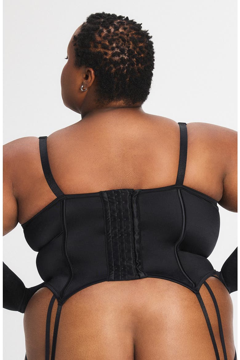 Vixen Satin Underwire Basque, Alternate, color, BLACK CAVIAR