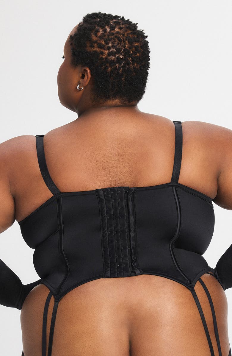 SAVAGE X FENTY Vixen Satin Underwire Basque, Alternate, color, Black Caviar