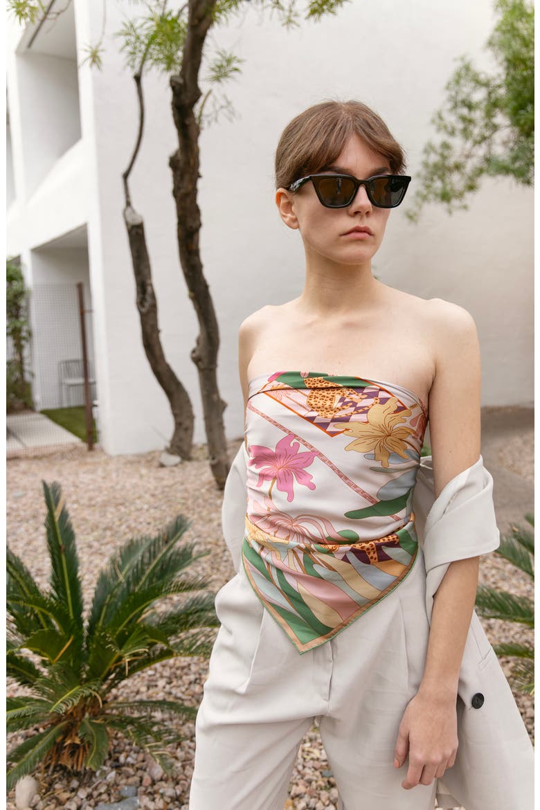 Double Sided Silk Scarf Of Indoor Forest, Alternate, color, Pink