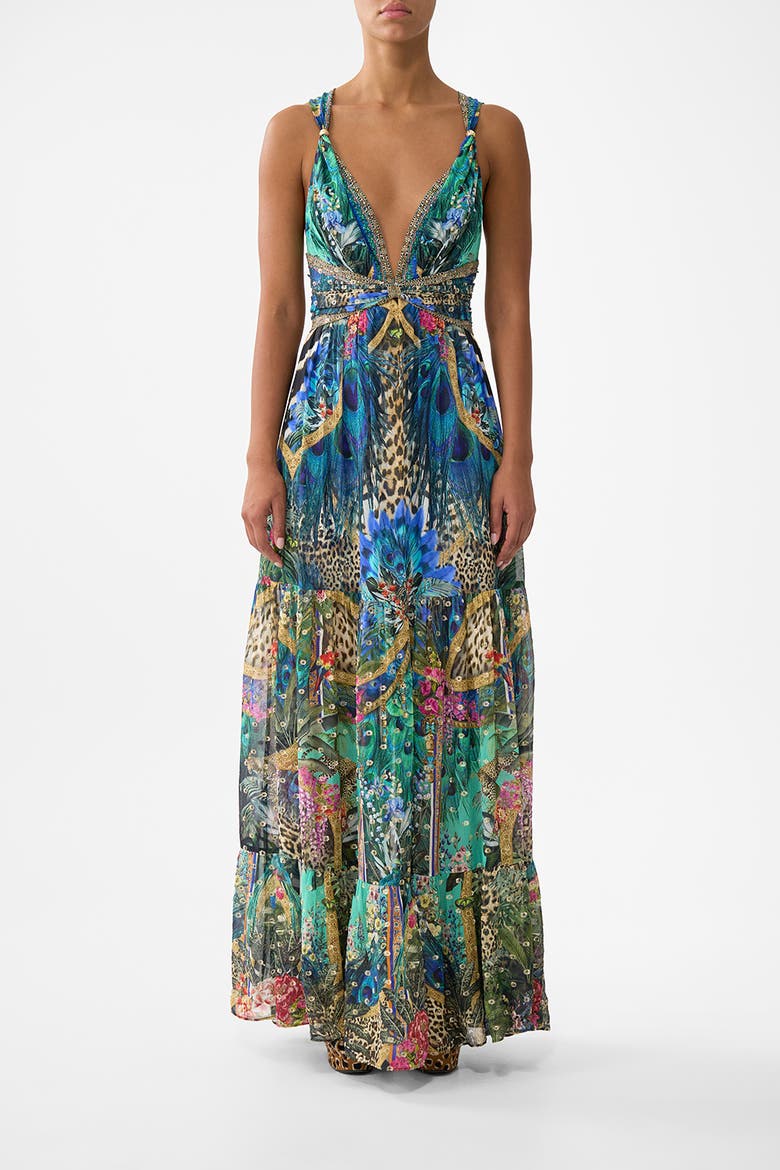 Bead Strap Gathered Panel Dress, Main, color, Animal Alchemy