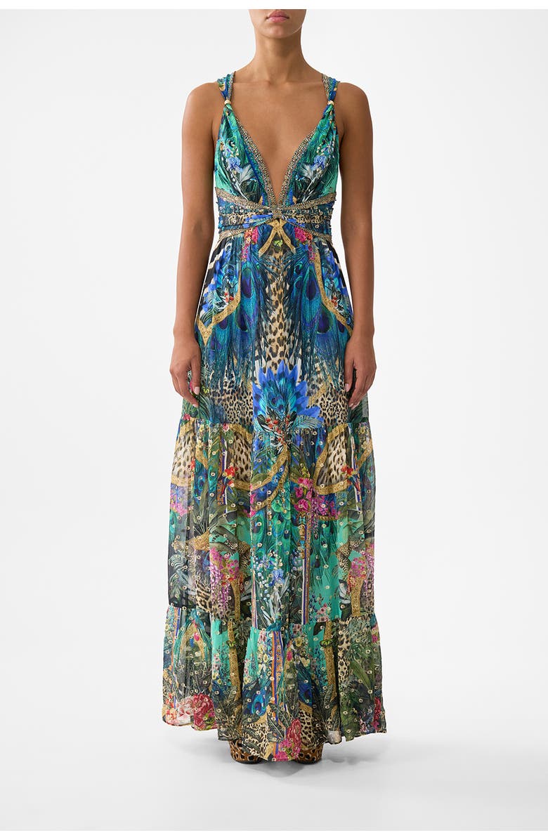 Camilla Bead Strap Gathered Panel Dress, Main, color, Animal Alchemy