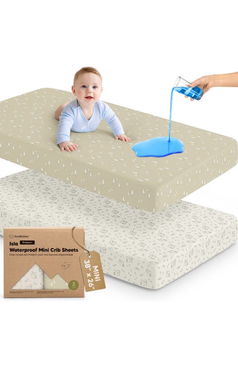 2-Pack Isla [Protect+] Waterproof Mini Crib Sheets