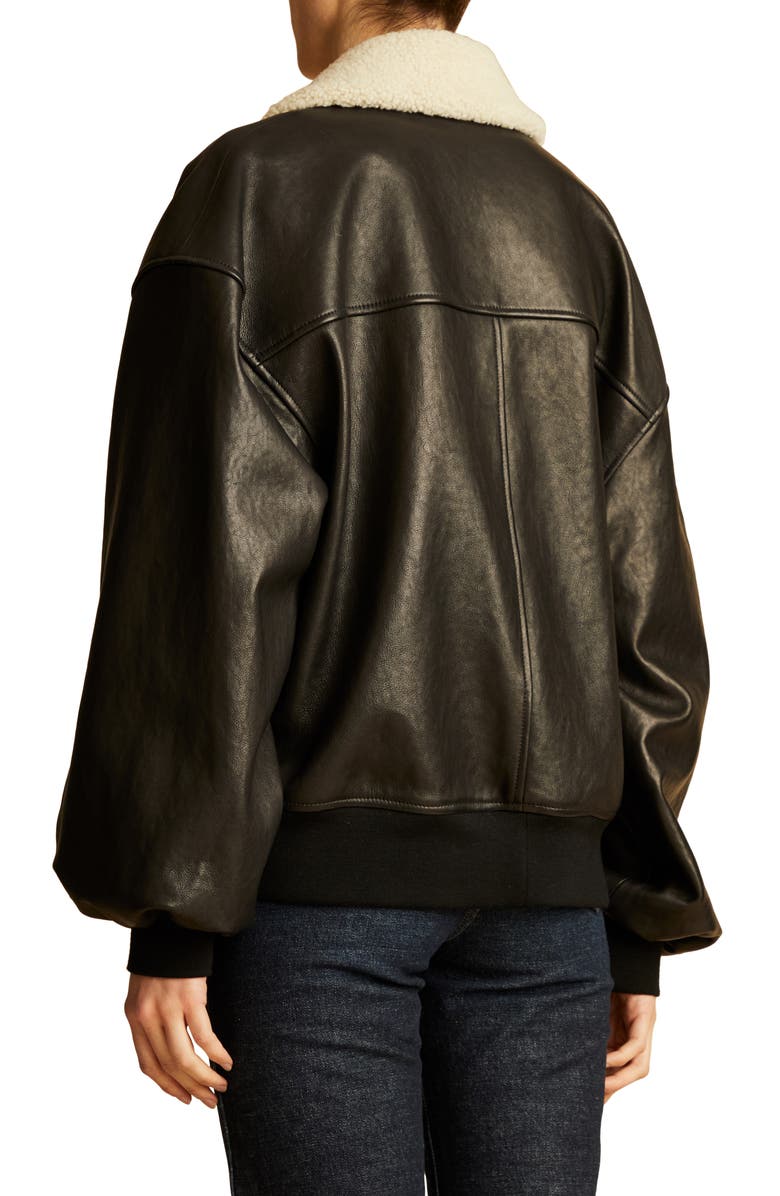 Khaite Shellar Lambskin Leather Jacket with Genuine Shearling Collar, Alternate, color, 