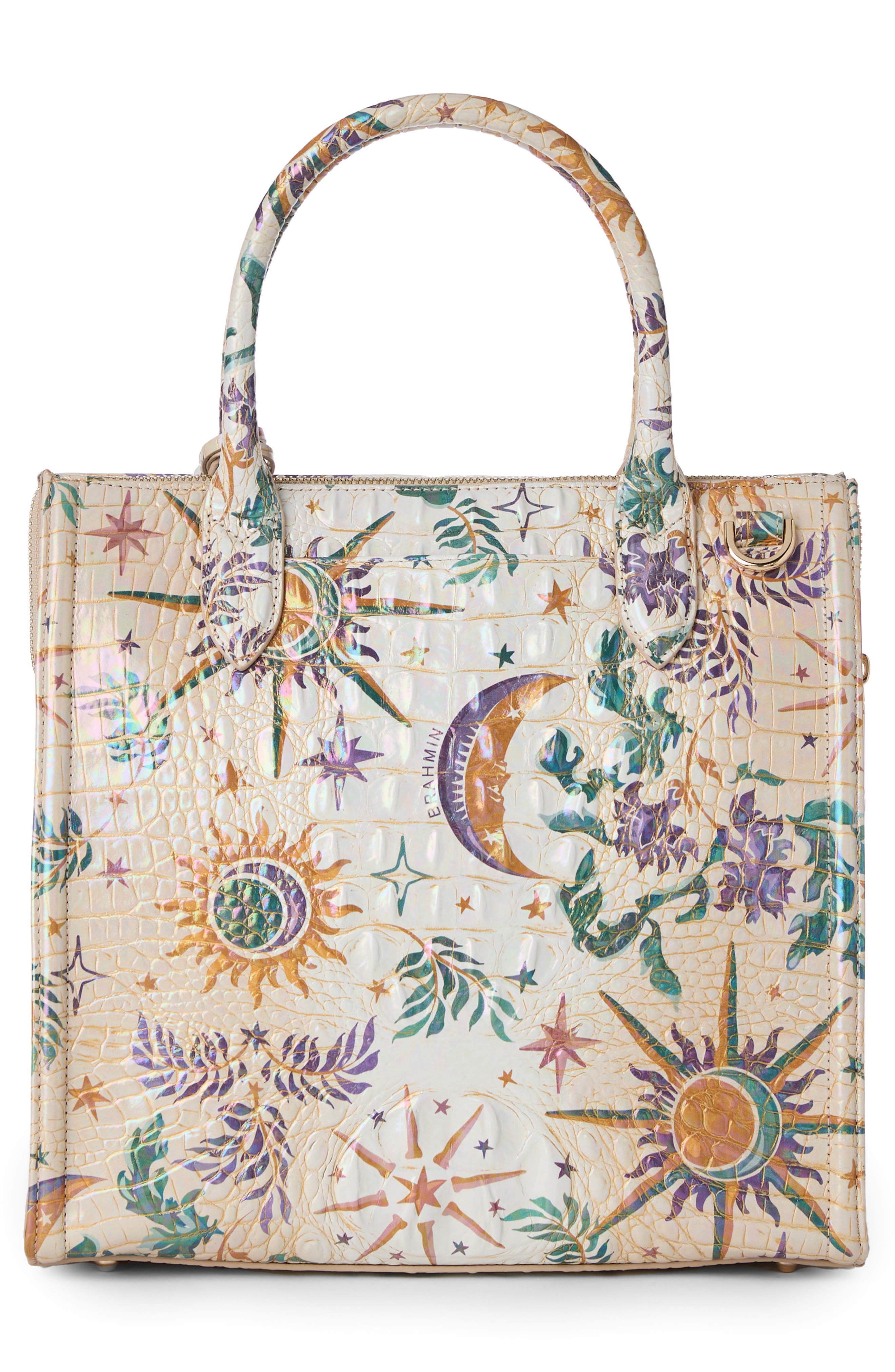 Brahmin Caroline Croc Embossed Painted Leather Satchel, Alternate, color, 