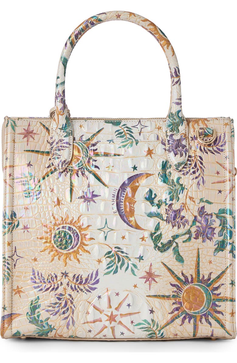 Brahmin Caroline Croc Embossed Painted Leather Satchel, Alternate, color,