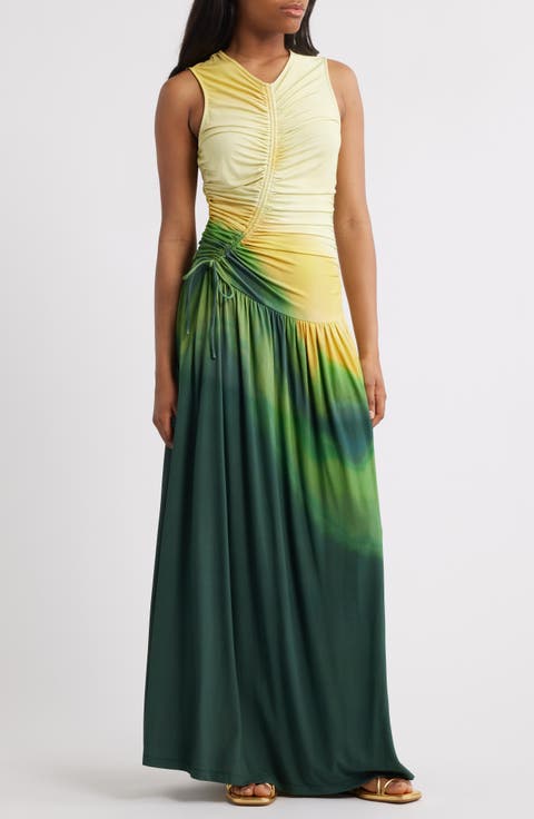 Ruchi Center Ruched Ombré Knit Dress