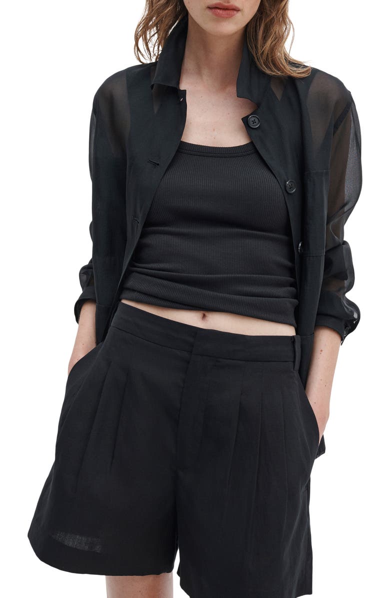 rag & bone Chappell Pleated Shorts, Alternate, color, Black