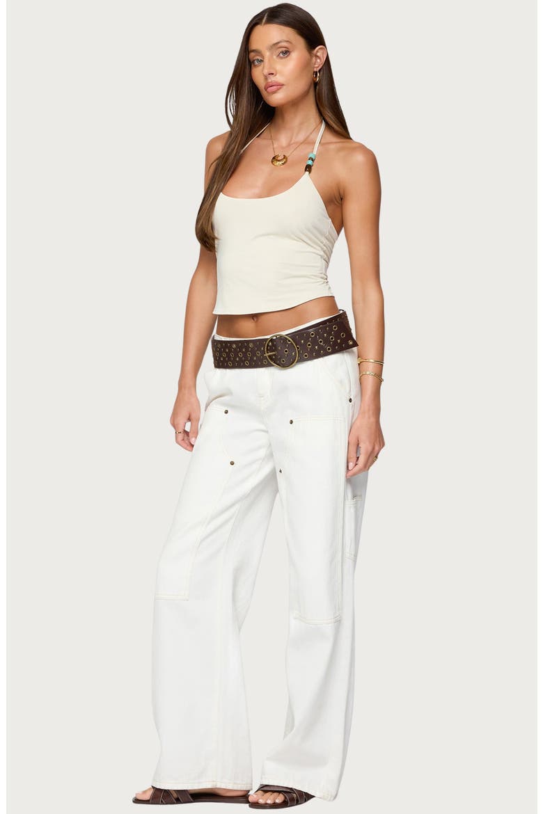 Radley Beaded Halter Crop Top, Alternate, color, CREAM