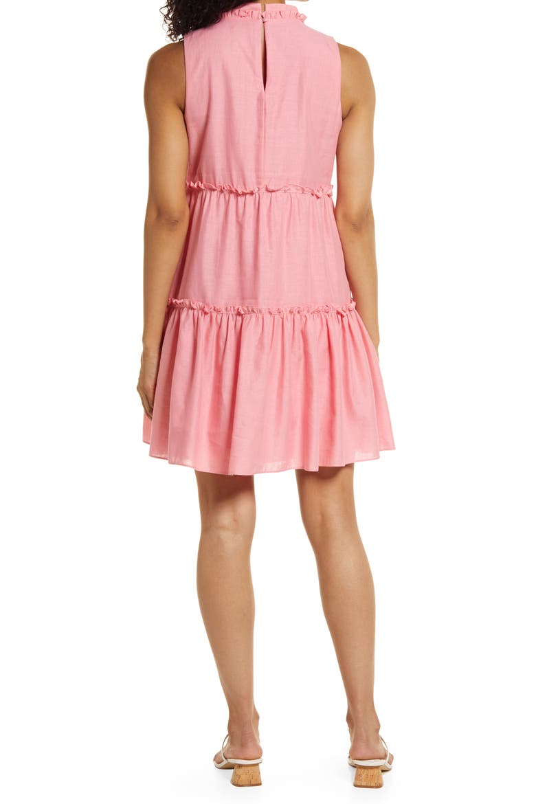 High Neck Sleeveless Ruffle Dress, Alternate, color, PINK