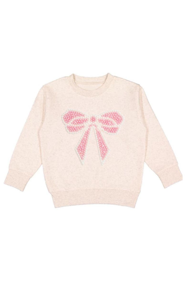 Sweet Wink Pearl Bow Patch Sweatshirt, Main, color, Natural