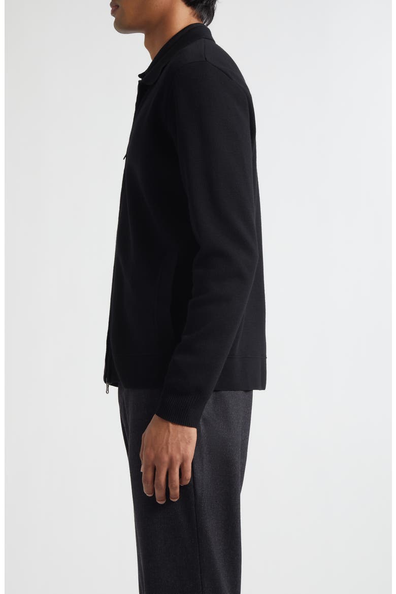 Merino Wool Zip Cardigan, Alternate, color, BLACK
