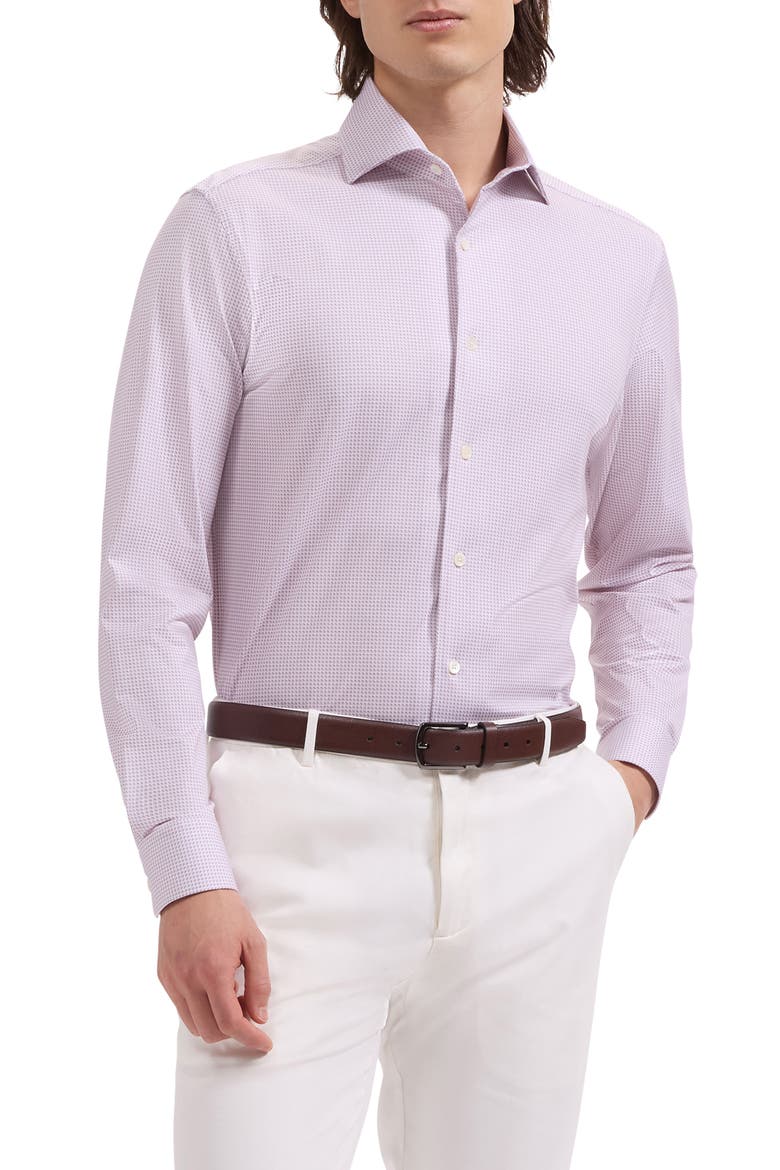 Devon OoohCotton® Optical Grid Print Button-Up Shirt, Main, color, PRIMEROSE