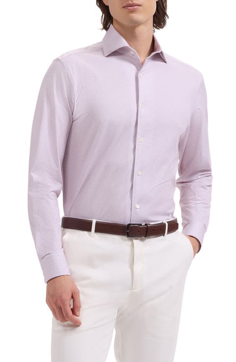 Devon OoohCotton® Optical Grid Print Button-Up Shirt