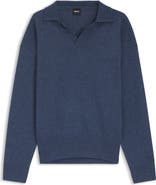 BOSS C-Ucari Long Sleeve Wool Polo Sweater