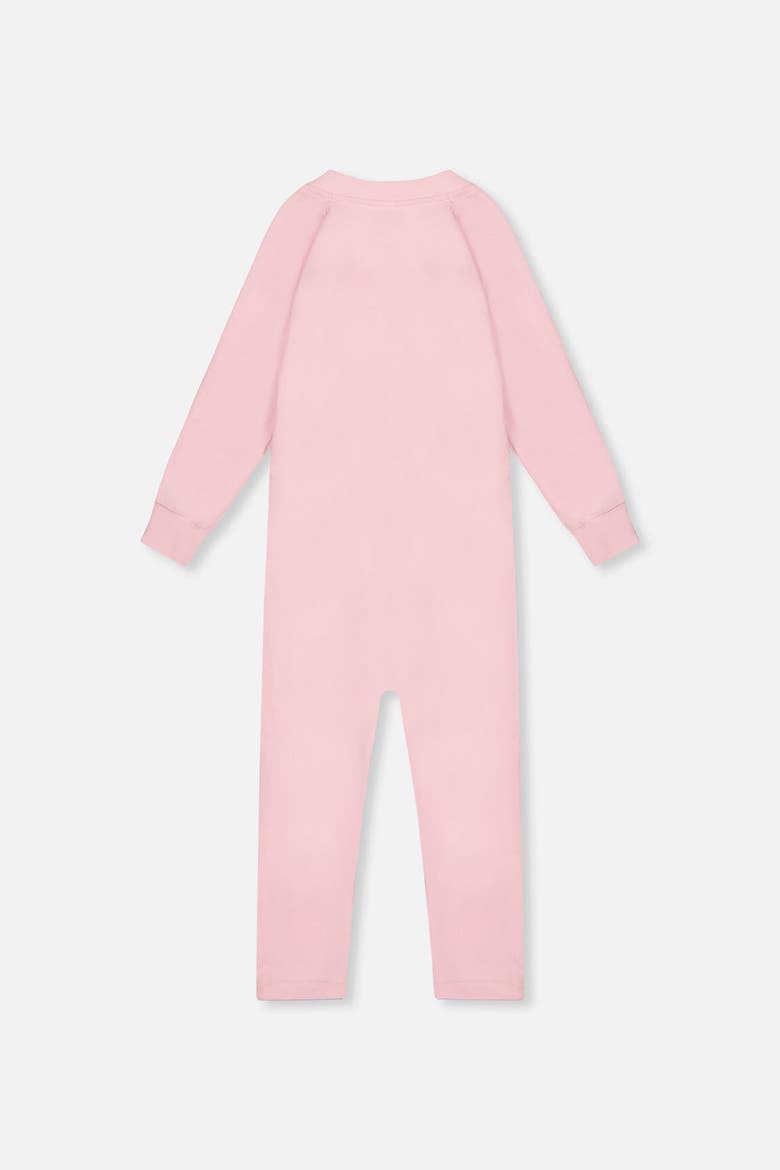 One Piece Fleece Asymmetric Zip Thermal Underwear, Alternate, color, Pale Pink