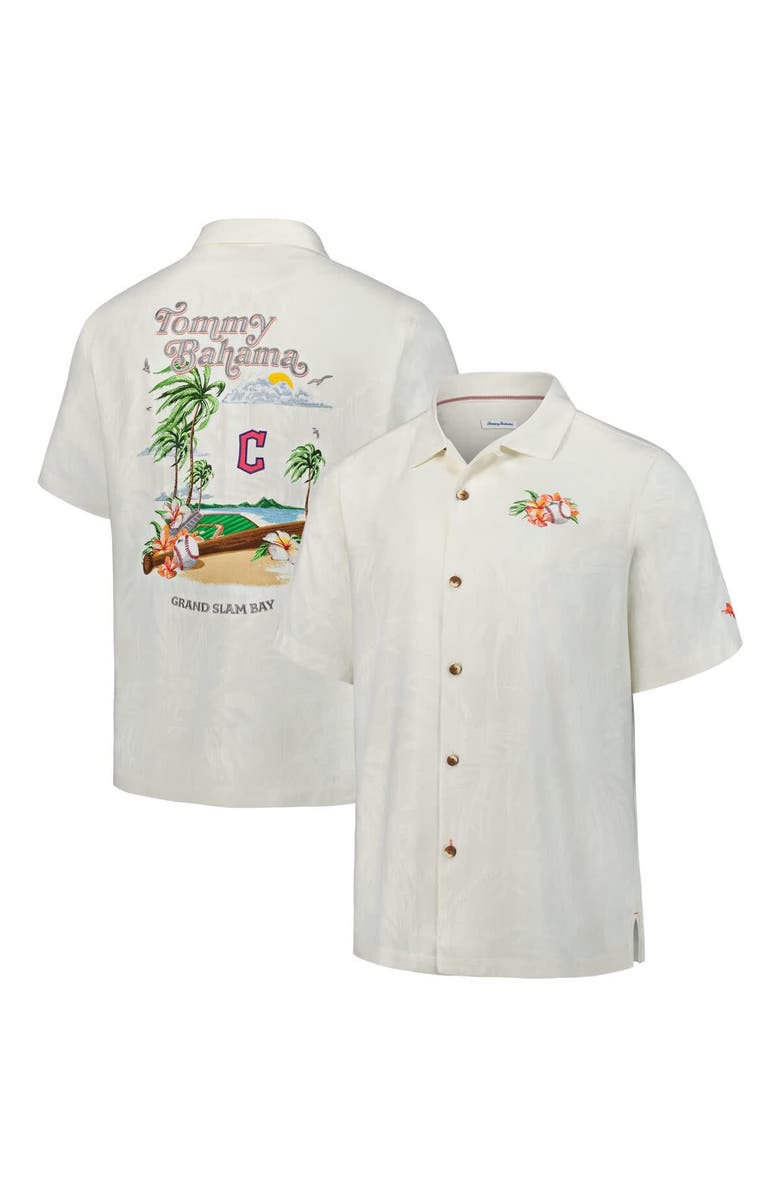 Tommy Bahama Men's Tommy Bahama  White Cleveland Guardians Grand Slam Bay Camp Button-Up Shirt, Main, color, White