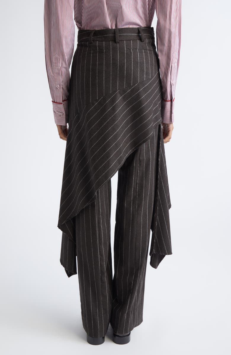 MONSE Deconstructed Pinstripe Stretch Wool Skirt Pants, Alternate, color, Brown