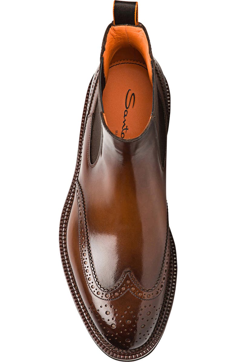 Santoni Kalama Wingtip Chelsea Boot, Alternate, color, Brown