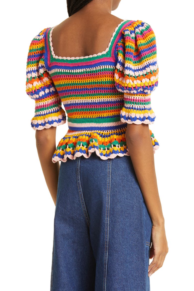 Stripe Crochet Sweater, Alternate, color, MULTI STITCHES CROCH
