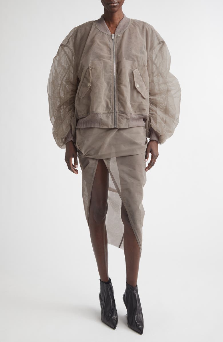 Rick Owens Secchia Tulle Bomber Jacket, Alternate, color, Dust