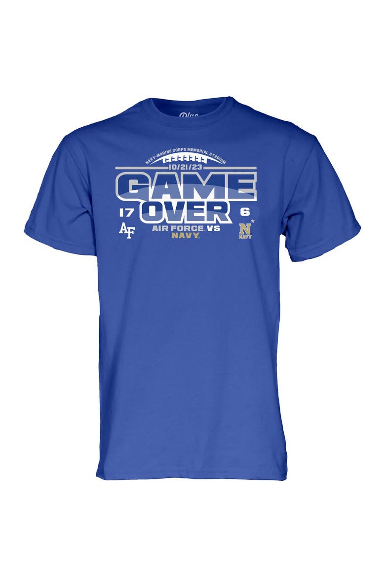 Men's Blue 84  Royal Air Force Falcons vs. Navy Midshipmen 2023 Football Score T-Shirt, Alternate, color, Royal