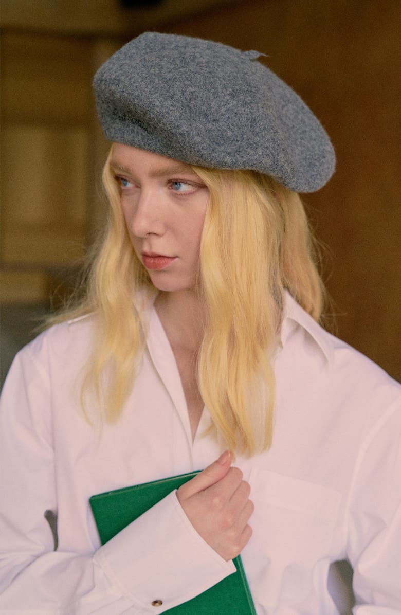 Lost Pattern Bon Chic Wool Blend Beret, Alternate, color, Grey