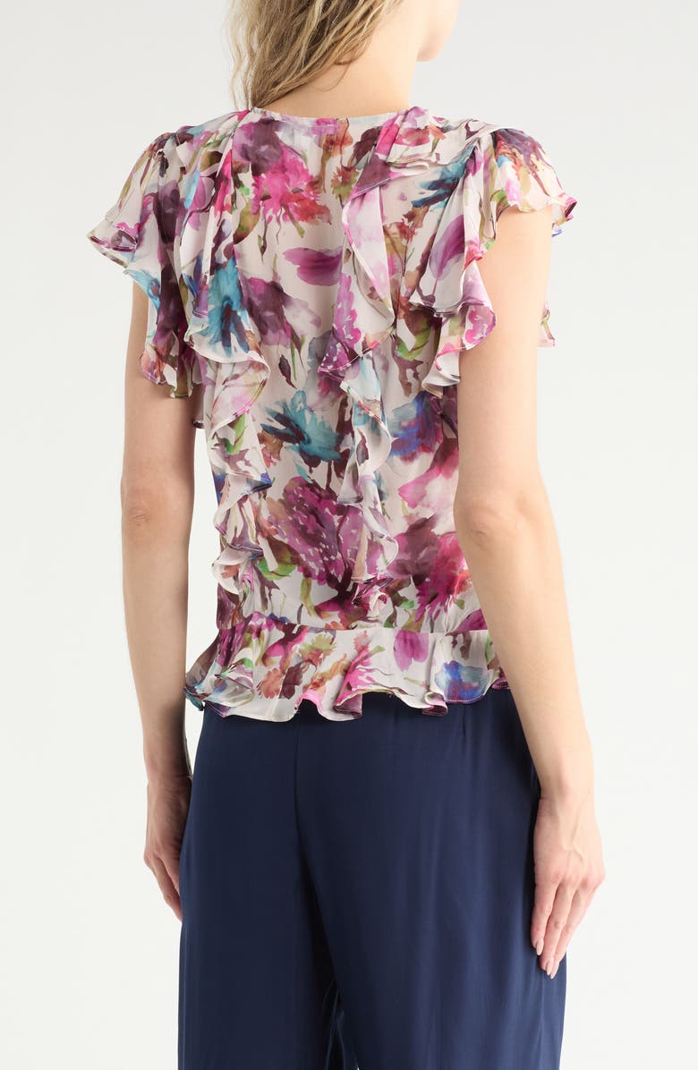 JASON WU Flutter Sleeve Ruffle Top, Alternate, color, Watercolor Floral