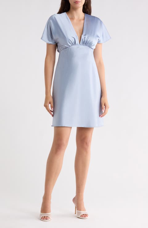 Deep V-Neck Satin Dress