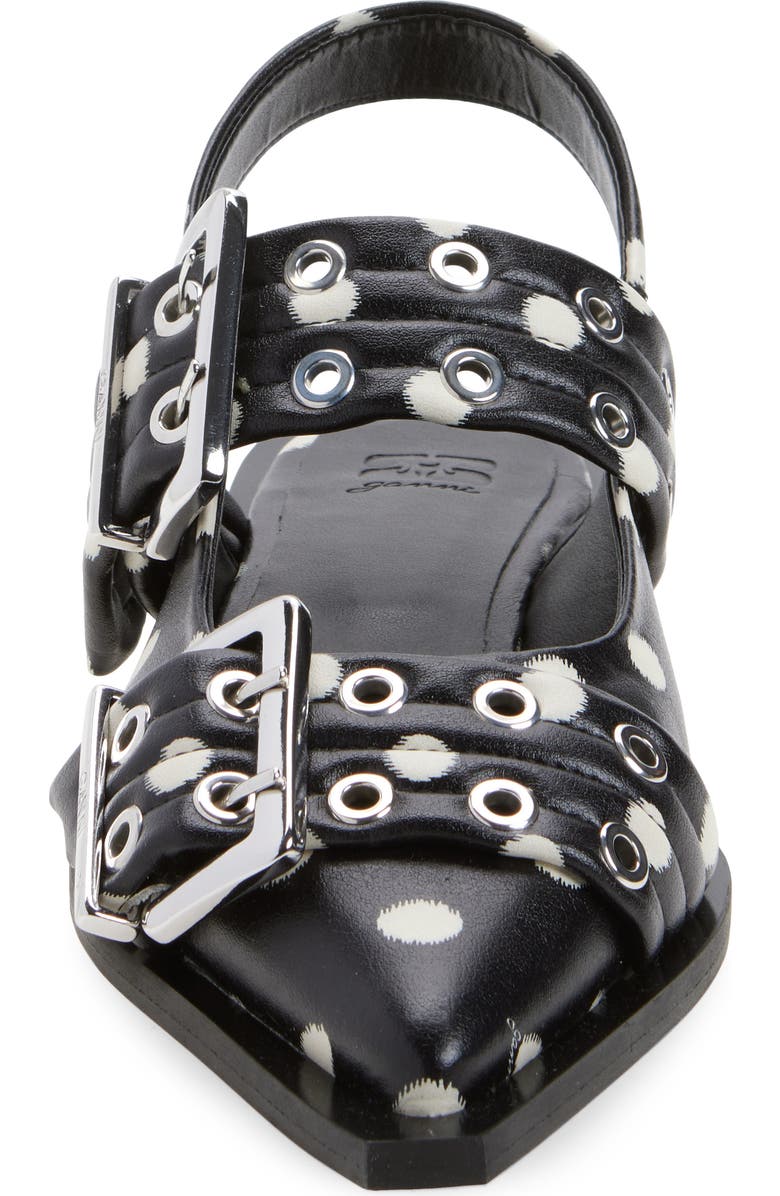 Ganni Pointed Toe Mary Jane Slingback Flat, Alternate, color, Black