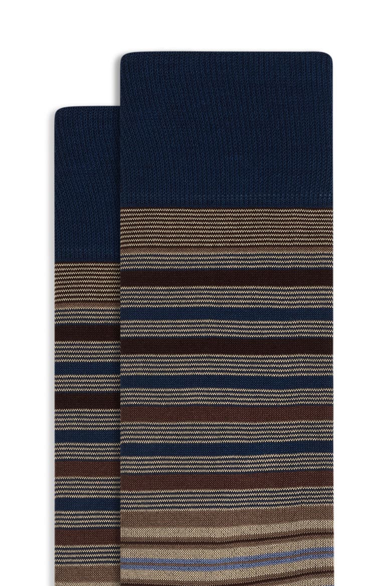 Stripe Cotton Blend Dress Socks, Alternate, color, MOCHA