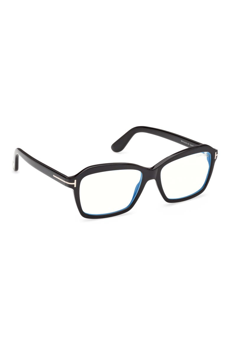 54mm Rectangular Optical Glasses, Alternate, color, SHINY BLACK / T LOGO