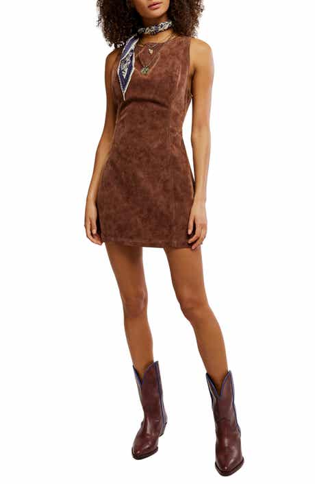 Free People Atlas Cutout Faux Suede Minidress