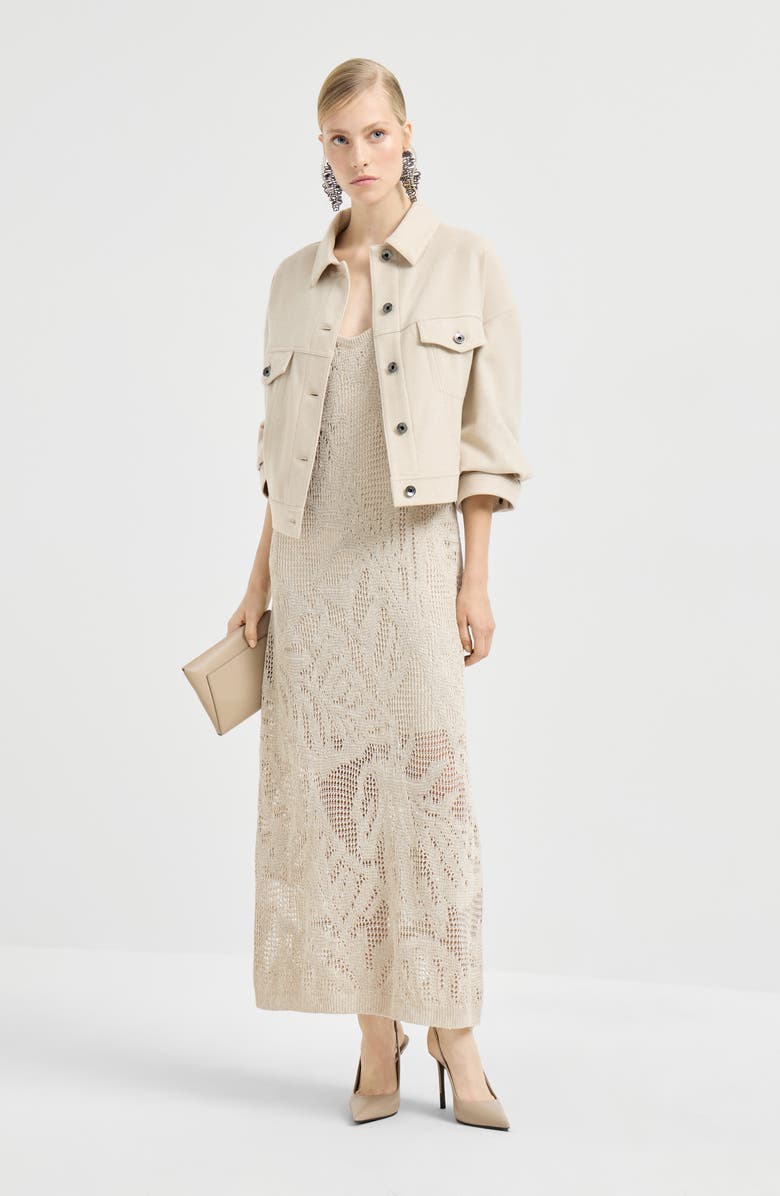 Brunello Cucinelli Dazzling water lilies dress, Alternate, color, Beige