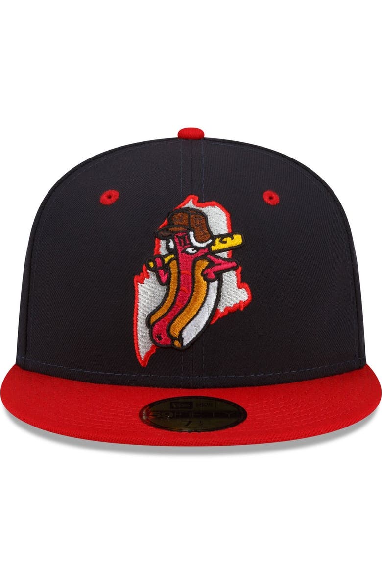 New Era Men's New Era Navy/Red Portland Sea Dogs Theme Night 59FIFTY Fitted Hat, Alternate, color, 