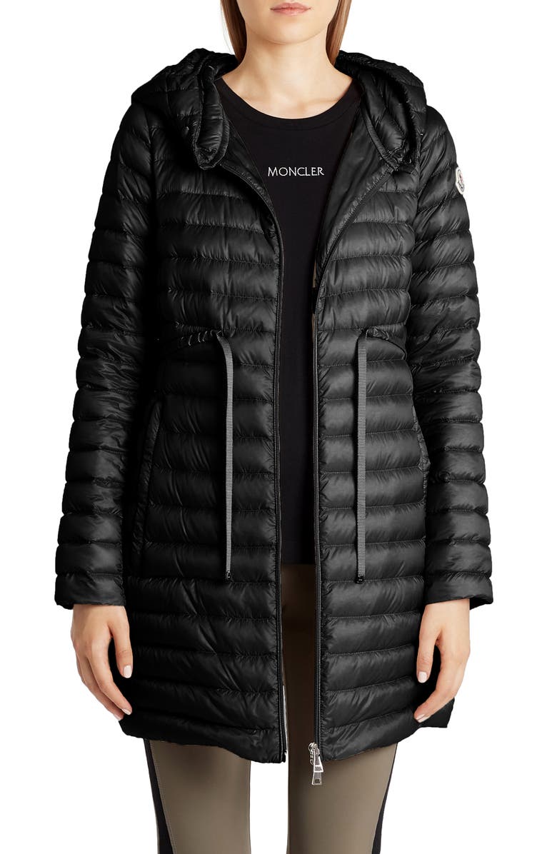 Moncler Barbel Fit & Flare Hooded Down Parka, Main, color, 
