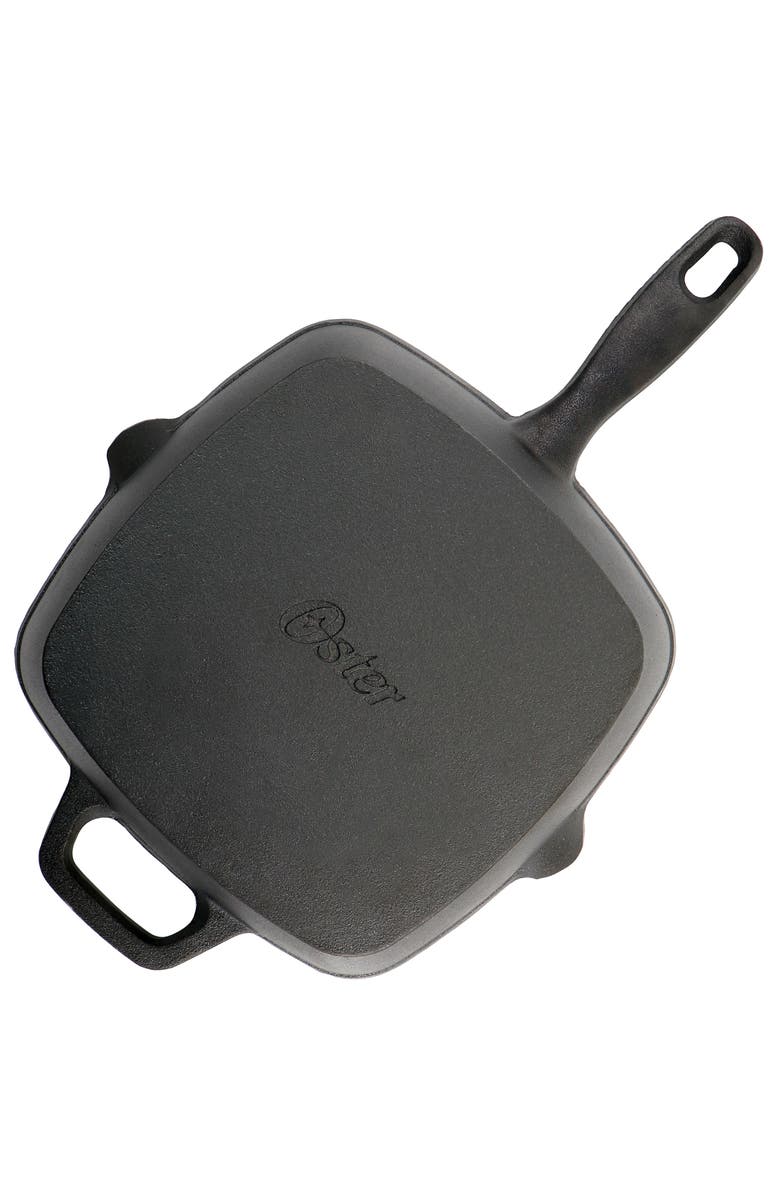 OSTER Castaway 10 Inch Square Cast Iron Grill Pan with Pouring Spouts, Alternate, color, Black