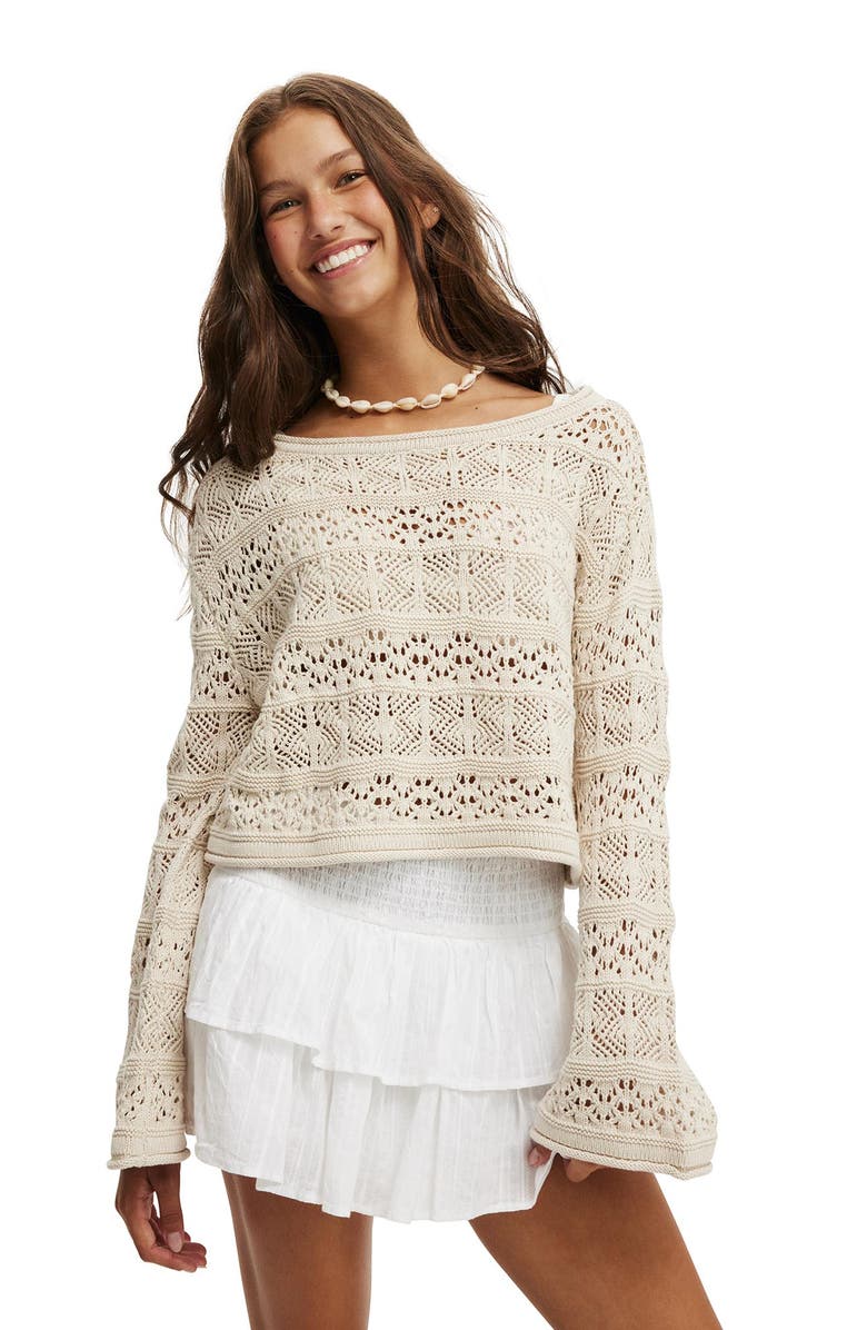 Cotton On Women's Crochet Boatneck Pullover, Main, color, 