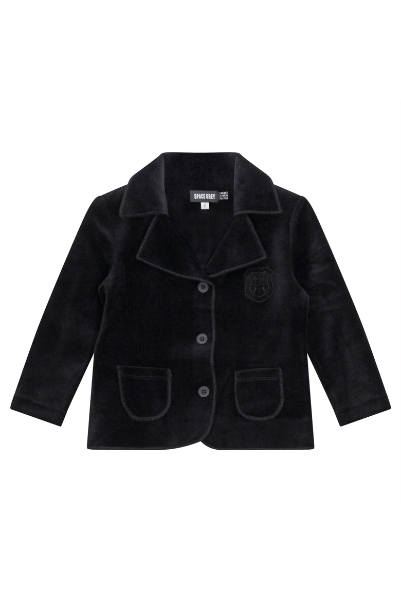 Crest Long Sleeve Velour Jacket, Main, color, Black