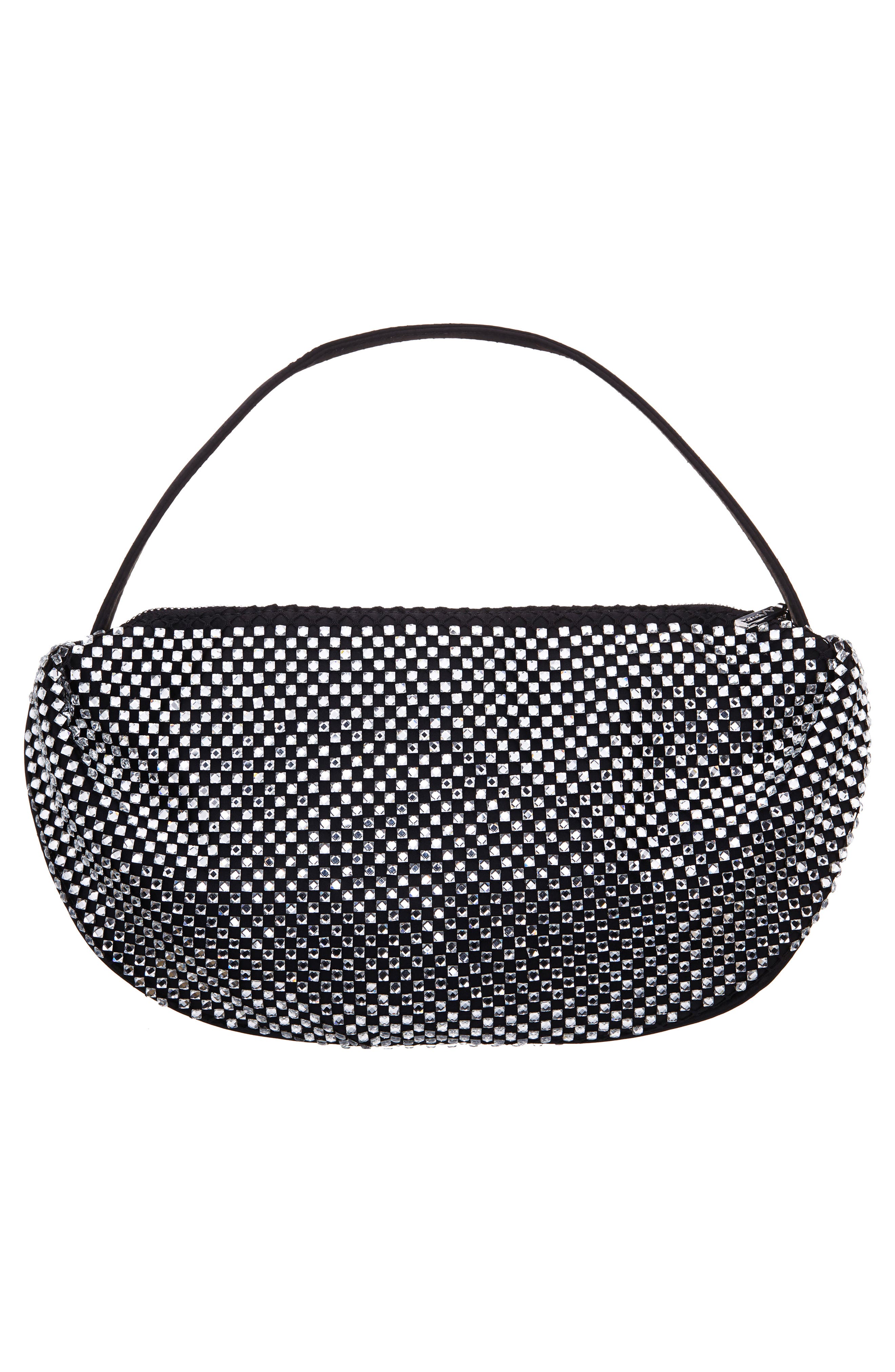Nina Half Moon Rhinestone Mesh Shoulder Bag, Alternate, color, 