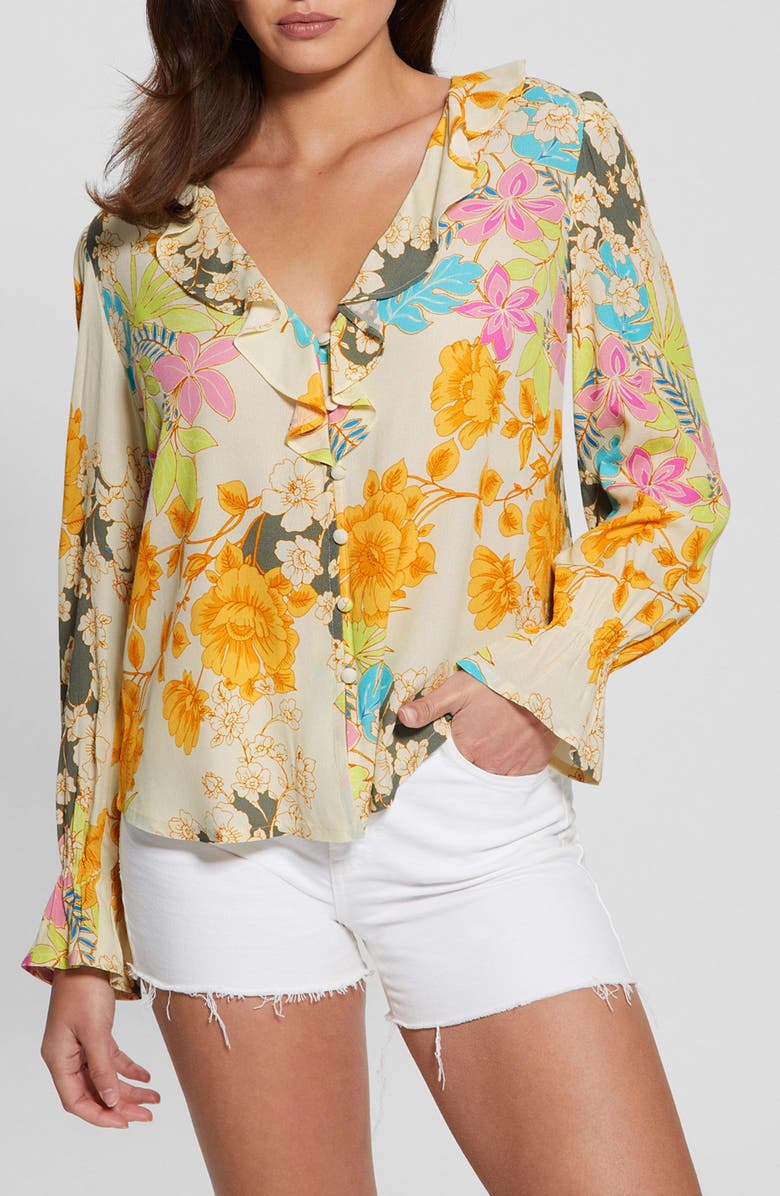 GUESS Toni Floral Print Top, Main, color, 