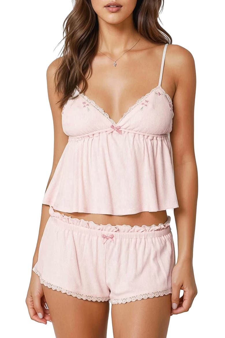 Dream Waffle Stitch Babydoll Camisole, Main, color, PINK