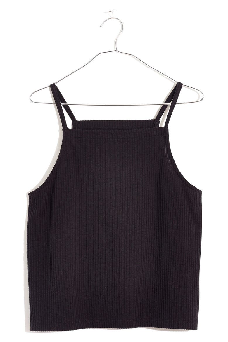 Seersucker Apron Tank, Alternate, color, TRUE BLACK