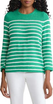 Jones New York Stripe Crewneck Sweater