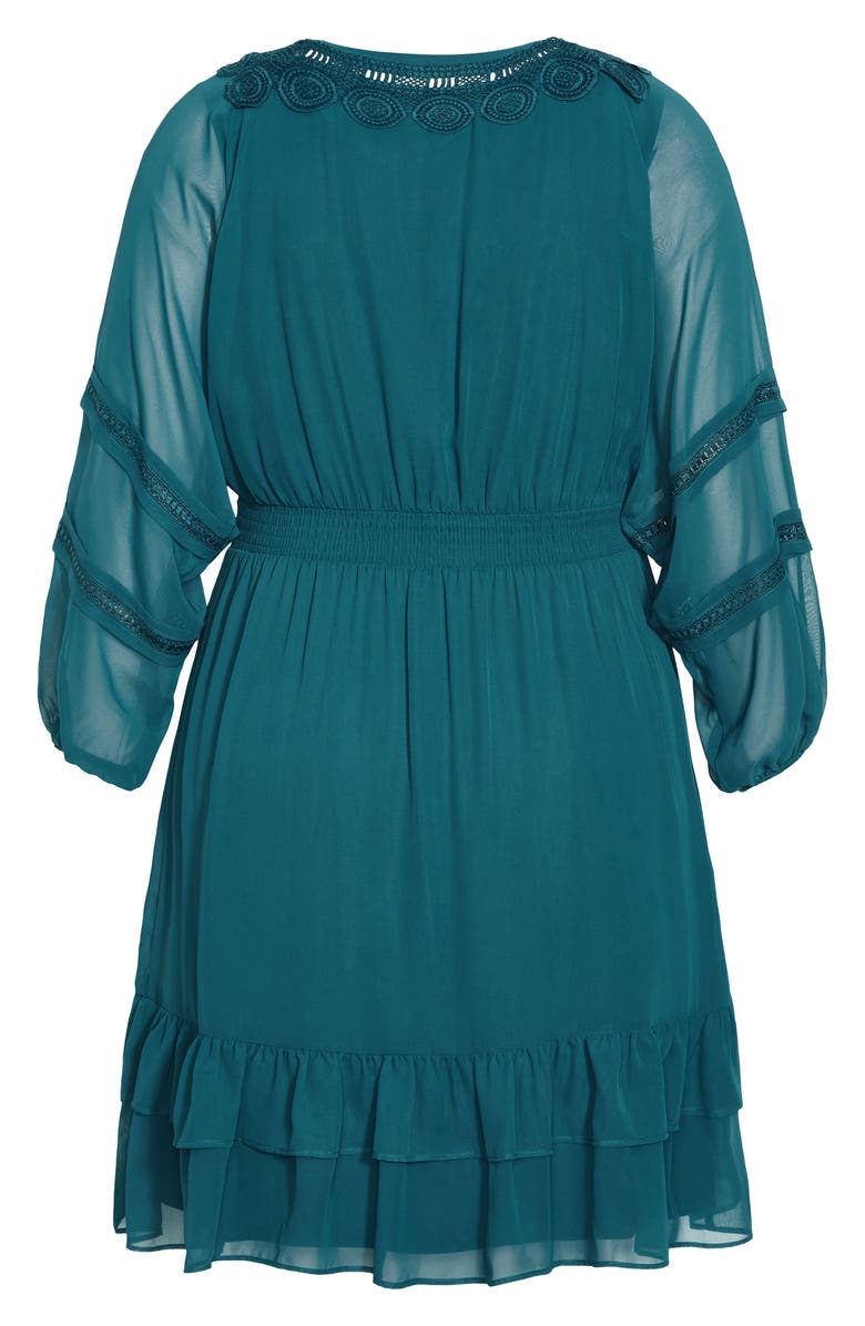 City Chic Sweetheart Embroidered Long Sleeve Dress, Alternate, color, 