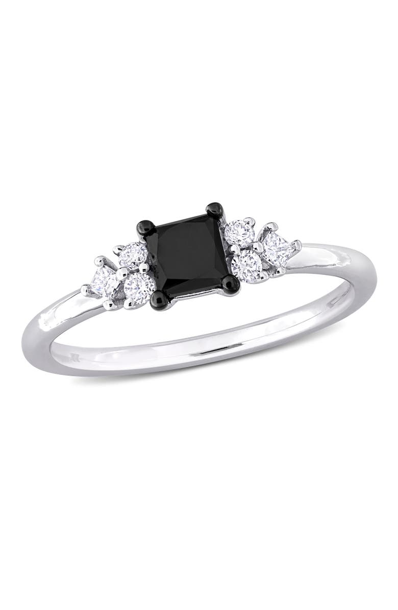 Julianna B. Black & White Diamond Princess-Cut Seven-Stone Ring 14k, Main, color, 14K White Gold